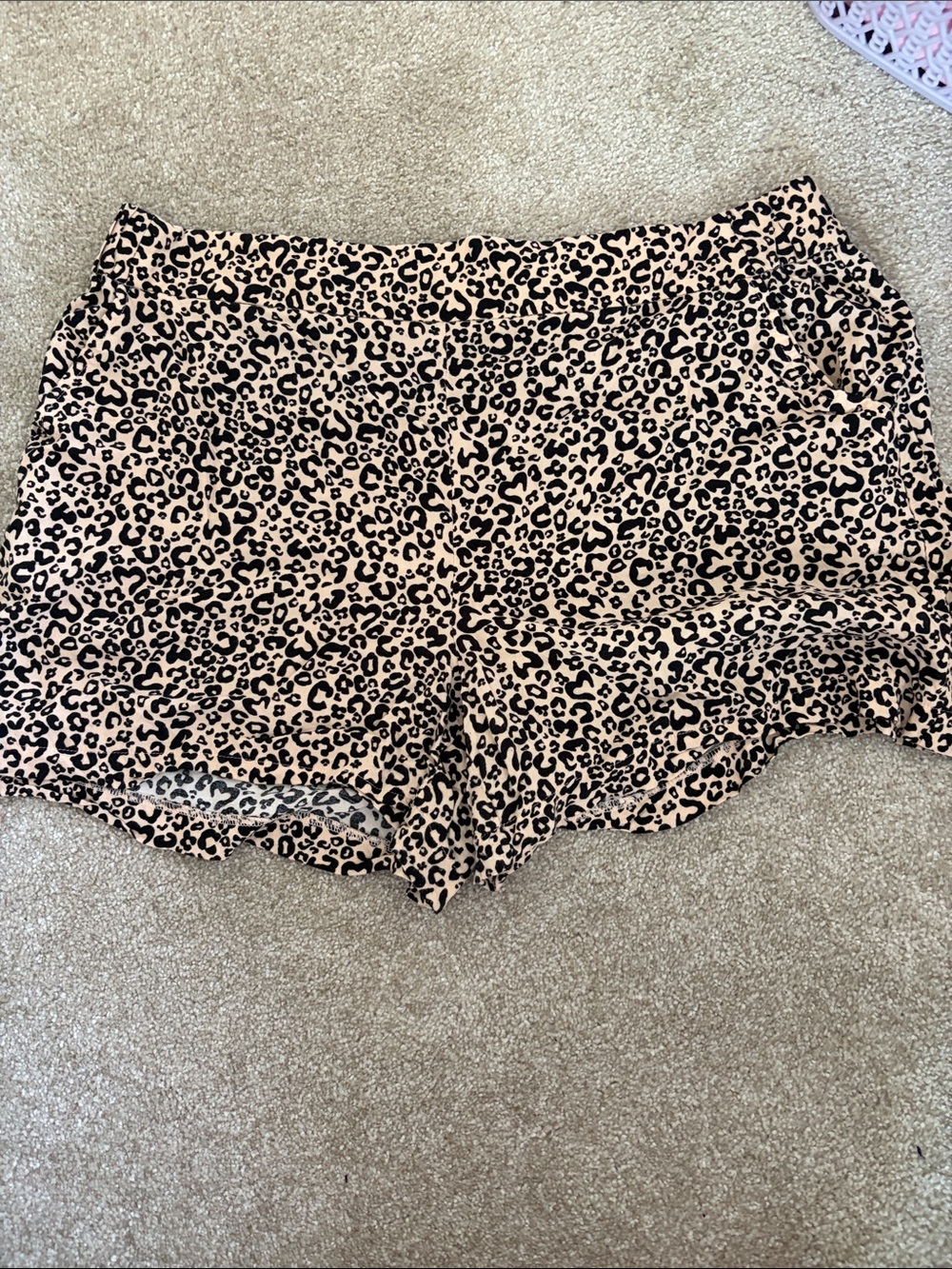 Nine West Leopard-Print Athletic Lounge Shorts - Beige & Black